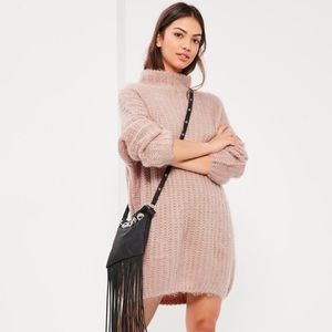 NWT Missguided Chunky Stitch Mini Dress Rose Sz 2